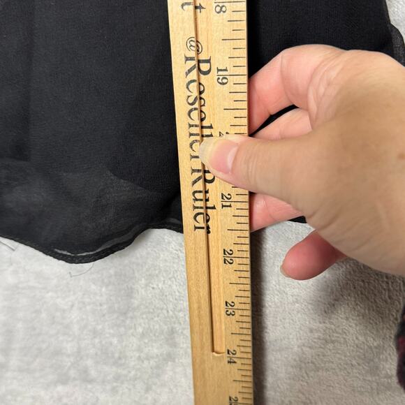 Womens Top 6 Sheer Lace Ribbon Cap Sleeve Black Lace Fairy Goth Whimsigoth Vamp - Picture 8 of 8